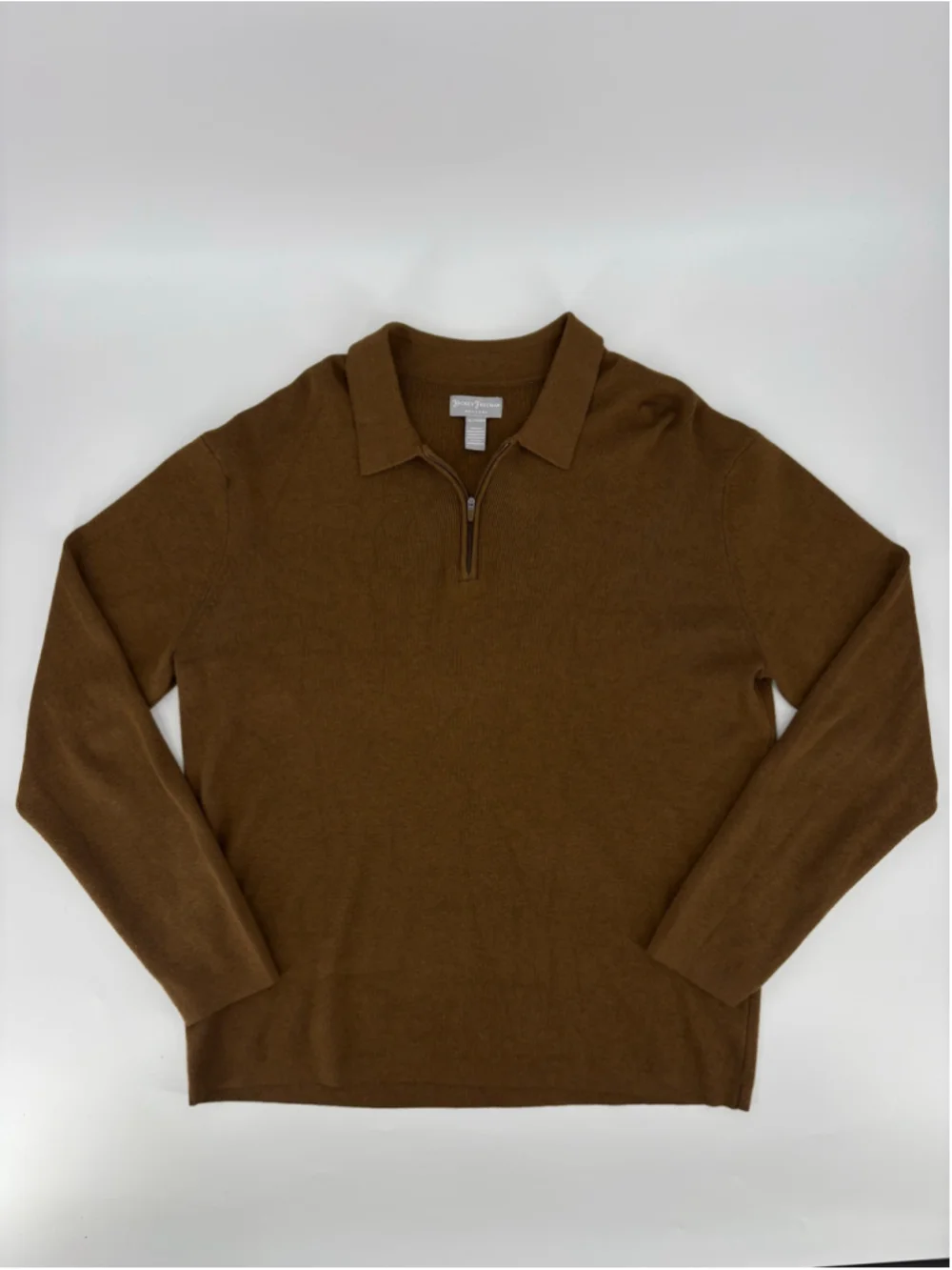 Men's Hickey Freeman Chocolate Brown 1/4 Quarter Zip Pullover Knit Sweater XL
